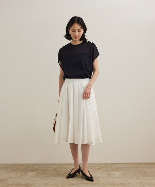 ROPE'(ロペ)の「ラミー フレンチスリーブプルオーバー/サマーニット(ニット/セーター・レディース・ブルー/ベージュ/ネイビー・FREE)」の15枚目の写真