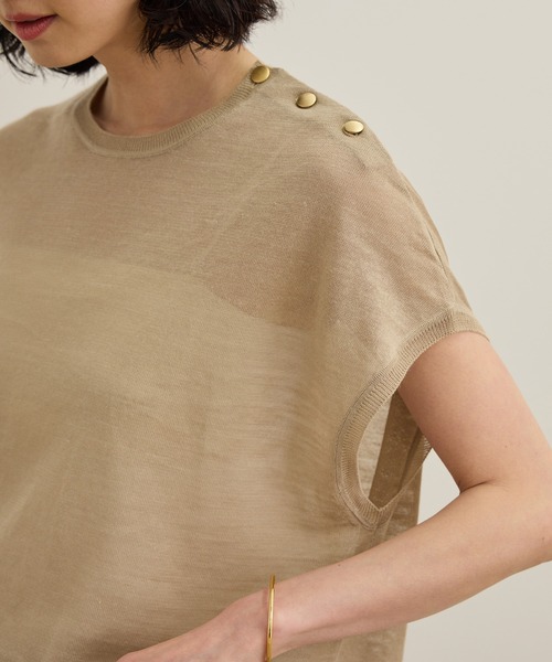 ROPE'(ロペ)の「ラミー フレンチスリーブプルオーバー/サマーニット(ニット/セーター・レディース・ブルー/ベージュ/ネイビー・FREE)」の21枚目の写真