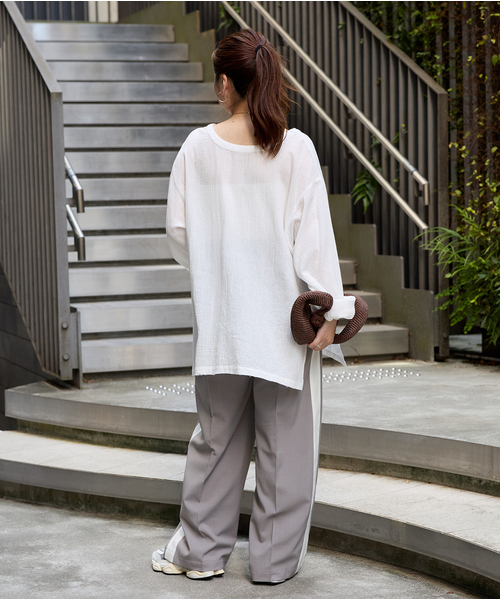 追加2》ソフトガーゼ2WAYビッグプルオーバー（シャツ/ブラウス