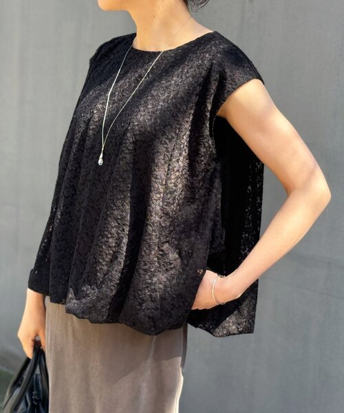 BEARDSLEY（ビアズリー）の「小花刺繍バルーンブラウス（シャツ/ブラウス・レディース・ブラック/ホワイト・FREE）」の5枚目の写真