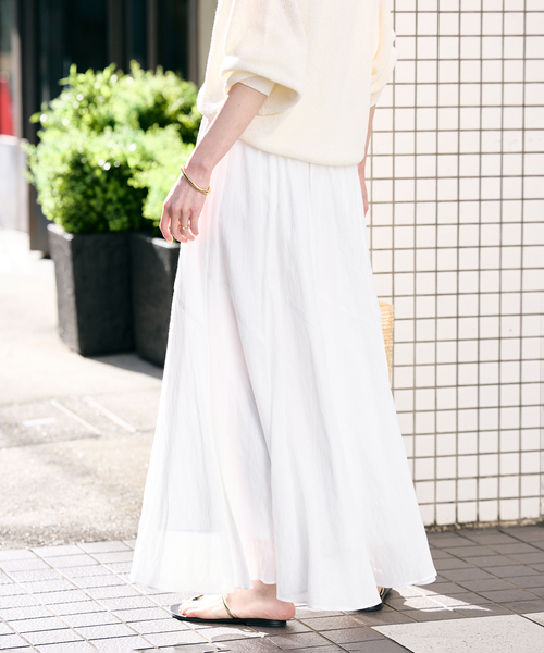 SLOBE IENA（スローブイエナ）の「《追加》PEボイル切替ギャザースカート（スカート・レディース・ホワイト/ネイビー・FREE）」の10枚目の写真