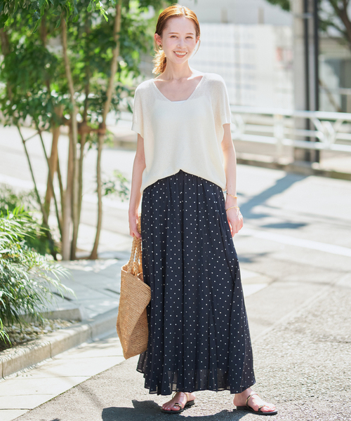 SLOBE IENA（スローブイエナ）の「《追加》PEボイル切替ギャザースカート（スカート・レディース・ホワイト/ネイビー・FREE）」の21枚目の写真