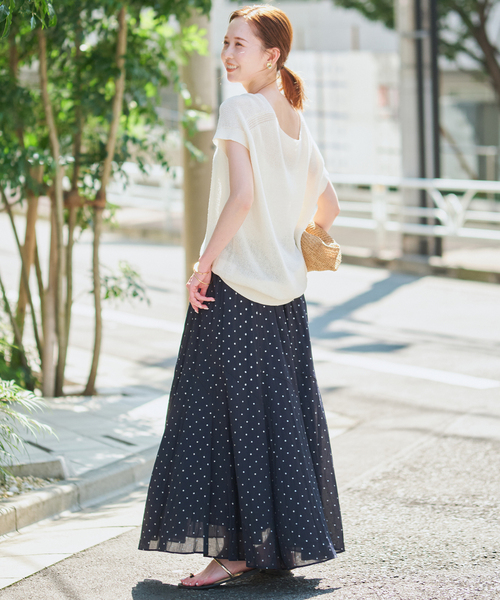 SLOBE IENA（スローブイエナ）の「《追加》PEボイル切替ギャザースカート（スカート・レディース・ホワイト/ネイビー・FREE）」の22枚目の写真