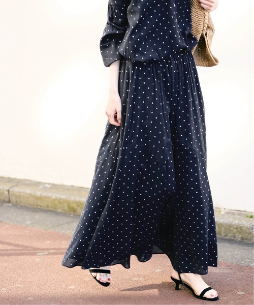 スローブイエナ　PEボイル切替ギャザースカート　　　　白　今季完売品⭐︎ スローブ イエナ SLOBE IENA 《追加》PEボイル切替ギャザー