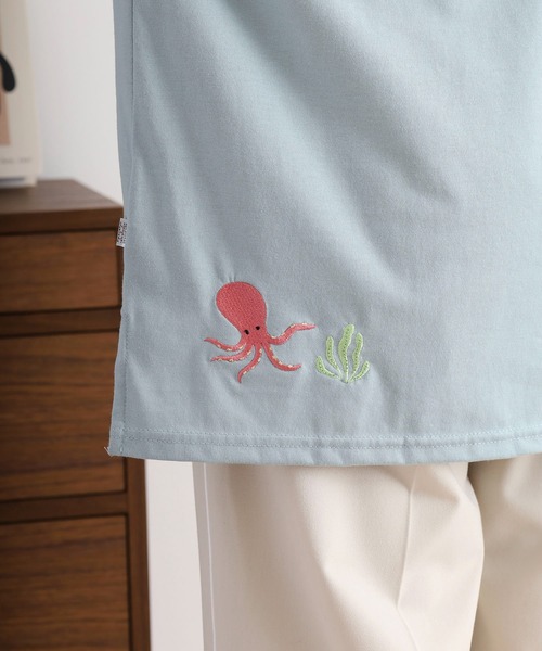Quelle Chance(ケルシャンス)の「多ポケット刺しゅう5分袖Tシャツ(Tシャツ/カットソー・レディース・チャコール/ライトブルー/チャコールグレー/ライトグリーン系/ホワイト系その他2/オートミール/ネイビー/オフホワイト/ホワイト系その他・M)」の19枚目の写真