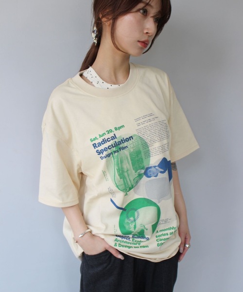 SANSeLF(サンセルフ)の「【SANSeLF】 グラフィックアートプリントTee sanw25s082(Tシャツ/カットソー・レディース・ホワイト/ベージュ/イエロー・FREE)」の2枚目の写真