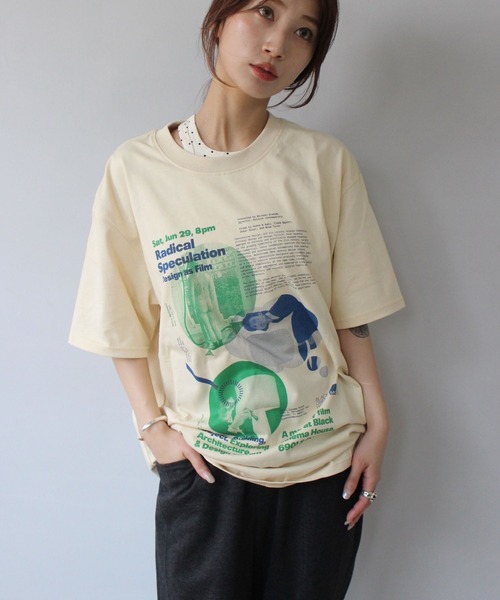 tシャツ 「SANSeLF」 グラフィックアートプリントTee sanw25s082 レディース SANSeLF】 グラフィックアートプリントTee sanw25s082（Tシャツ