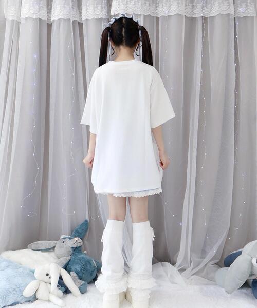 Whinny（ホワイニー）の「Whinny/マイフェイスラブリィティー（Tシャツ/カットソー・レディース・ホワイト/サックスブルー/ブラック・FREE）」の9枚目の写真