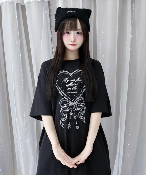 Whinny（ホワイニー）の「Whinny/マイフェイスラブリィティー（Tシャツ/カットソー・レディース・ホワイト/サックスブルー/ブラック・FREE）」の11枚目の写真