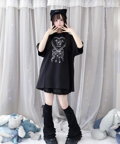 Whinny（ホワイニー）の「Whinny/マイフェイスラブリィティー（Tシャツ/カットソー・レディース・ホワイト/サックスブルー/ブラック・FREE）」の12枚目の写真