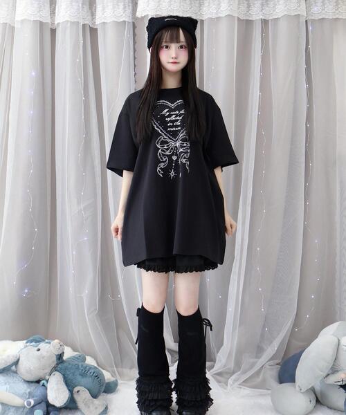 Whinny（ホワイニー）の「Whinny/マイフェイスラブリィティー（Tシャツ/カットソー・レディース・ホワイト/サックスブルー/ブラック・FREE）」の13枚目の写真