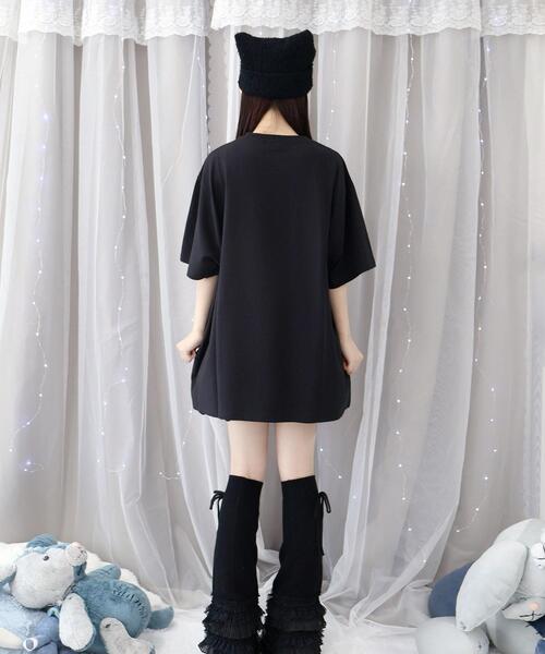 Whinny（ホワイニー）の「Whinny/マイフェイスラブリィティー（Tシャツ/カットソー・レディース・ホワイト/サックスブルー/ブラック・FREE）」の15枚目の写真