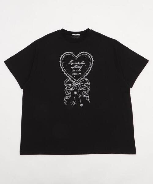 Whinny（ホワイニー）の「Whinny/マイフェイスラブリィティー（Tシャツ/カットソー・レディース・ホワイト/サックスブルー/ブラック・FREE）」の19枚目の写真