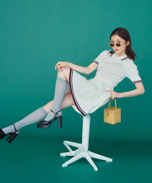 LACOSTE（ラコステ）の「LACOSTE/ポロニット（ニット/セーター・レディース・ホワイト/グリーン・FREE）」の8枚目の写真