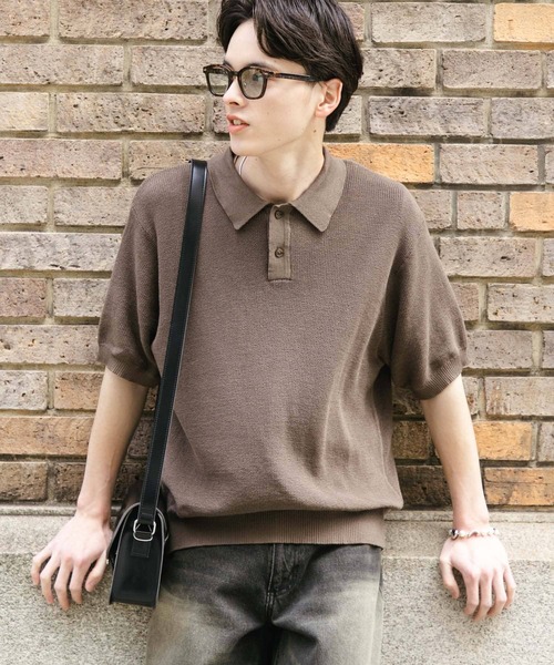 SENSE OF PLACE by URBAN RESEARCH（センスオブプレイスバイアーバンリサーチ）の「『一部WEB限定カラー』『ユニセックス』エアリーメランジニットポロシャツ（ニット/セーター・メンズ・ブラック/ライトベージュ/グリーン/モカ/ネイビー・MEDIUM/LARGE）」の3枚目の写真