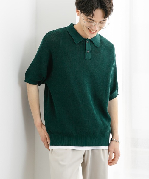 SENSE OF PLACE by URBAN RESEARCH（センスオブプレイスバイアーバンリサーチ）の「『一部WEB限定カラー』『ユニセックス』エアリーメランジニットポロシャツ（ニット/セーター・メンズ・ブラック/ライトベージュ/グリーン/モカ/ネイビー・MEDIUM/LARGE）」の6枚目の写真