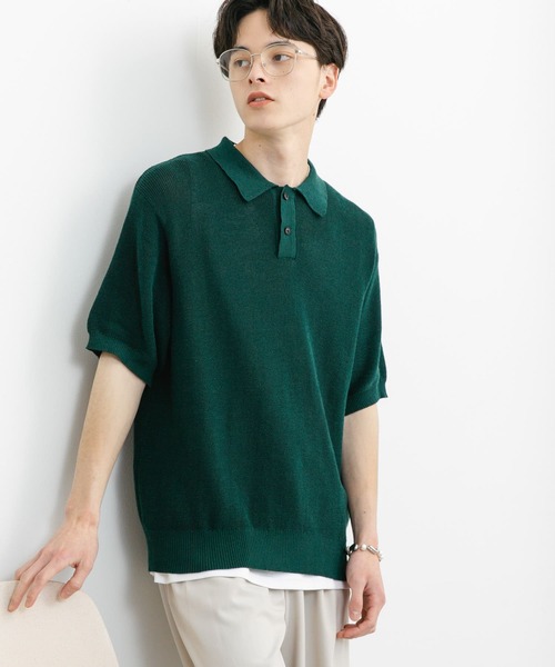 SENSE OF PLACE by URBAN RESEARCH（センスオブプレイスバイアーバンリサーチ）の「『一部WEB限定カラー』『ユニセックス』エアリーメランジニットポロシャツ（ニット/セーター・メンズ・ブラック/ライトベージュ/グリーン/モカ/ネイビー・MEDIUM/LARGE）」の7枚目の写真