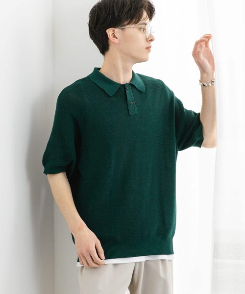 SENSE OF PLACE by URBAN RESEARCH（センスオブプレイスバイアーバンリサーチ）の「『一部WEB限定カラー』『ユニセックス』エアリーメランジニットポロシャツ（ニット/セーター・メンズ・ブラック/ライトベージュ/グリーン/モカ/ネイビー・MEDIUM/LARGE）」の8枚目の写真