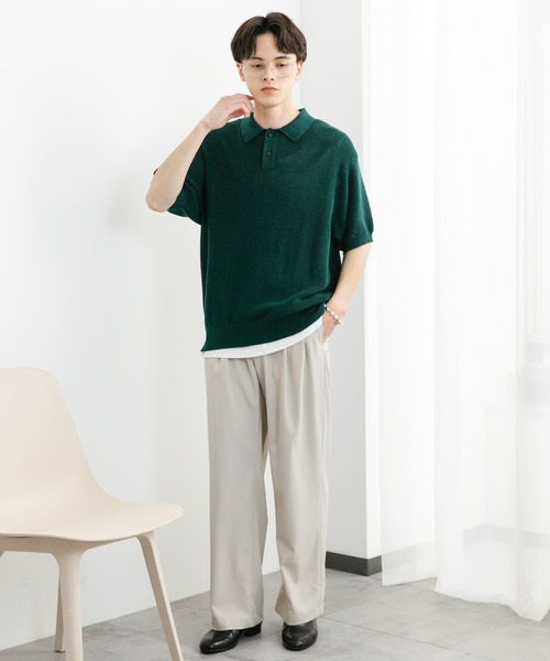 SENSE OF PLACE by URBAN RESEARCH（センスオブプレイスバイアーバンリサーチ）の「『一部WEB限定カラー』『ユニセックス』エアリーメランジニットポロシャツ（ニット/セーター・メンズ・ブラック/ライトベージュ/グリーン/モカ/ネイビー・MEDIUM/LARGE）」の11枚目の写真