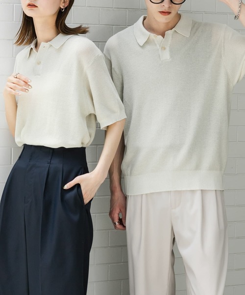 SENSE OF PLACE by URBAN RESEARCH（センスオブプレイスバイアーバンリサーチ）の「『一部WEB限定カラー』『ユニセックス』エアリーメランジニットポロシャツ（ニット/セーター・メンズ・ブラック/ライトベージュ/グリーン/モカ/ネイビー・MEDIUM/LARGE）」の12枚目の写真