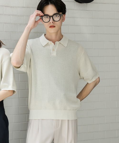 SENSE OF PLACE by URBAN RESEARCH（センスオブプレイスバイアーバンリサーチ）の「『一部WEB限定カラー』『ユニセックス』エアリーメランジニットポロシャツ（ニット/セーター・メンズ・ブラック/ライトベージュ/グリーン/モカ/ネイビー・MEDIUM/LARGE）」の13枚目の写真