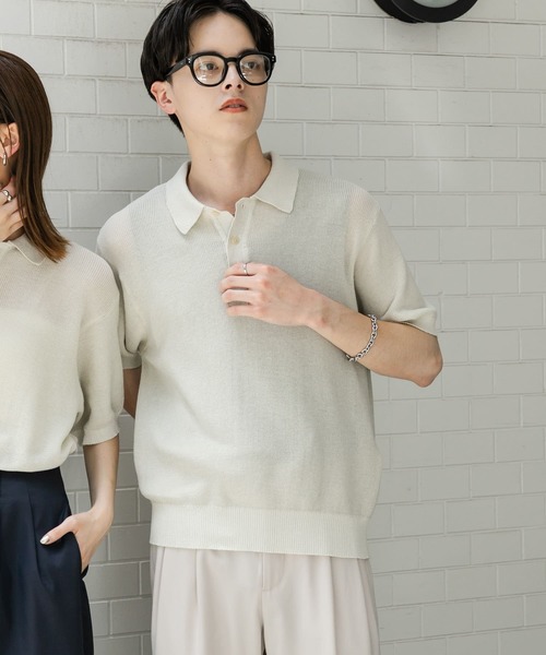 SENSE OF PLACE by URBAN RESEARCH（センスオブプレイスバイアーバンリサーチ）の「『一部WEB限定カラー』『ユニセックス』エアリーメランジニットポロシャツ（ニット/セーター・メンズ・ブラック/ライトベージュ/グリーン/モカ/ネイビー・MEDIUM/LARGE）」の14枚目の写真