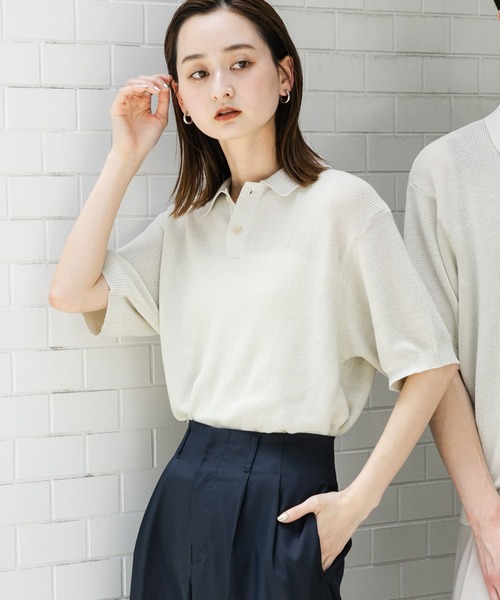 SENSE OF PLACE by URBAN RESEARCH（センスオブプレイスバイアーバンリサーチ）の「『一部WEB限定カラー』『ユニセックス』エアリーメランジニットポロシャツ（ニット/セーター・メンズ・ブラック/ライトベージュ/グリーン/モカ/ネイビー・MEDIUM/LARGE）」の15枚目の写真