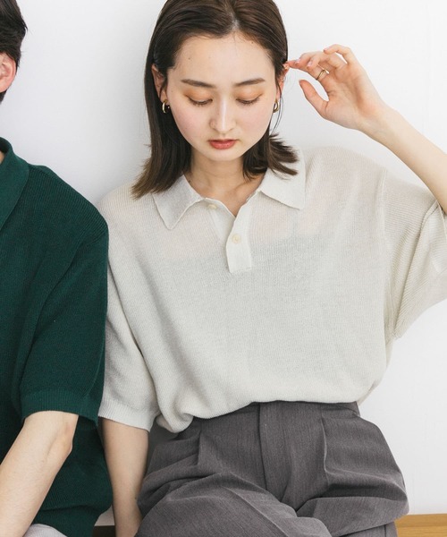 SENSE OF PLACE by URBAN RESEARCH（センスオブプレイスバイアーバンリサーチ）の「『一部WEB限定カラー』『ユニセックス』エアリーメランジニットポロシャツ（ニット/セーター・メンズ・ブラック/ライトベージュ/グリーン/モカ/ネイビー・MEDIUM/LARGE）」の18枚目の写真