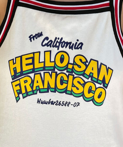 タンクトップ ノースリーブ 「HELLO.SANFRANCISCO」ラインテープカップ付きキャミ レディース HELLO.SANFRANCISCO】ラインテープカップ付きキャミ（タンク