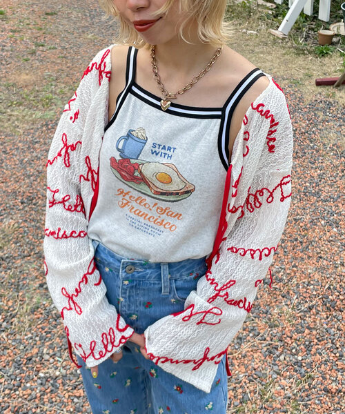 HELLO.SANFRANCISCO(ハローサンフランシスコ)の「【HELLO.SANFRANCISCO/ハローサンフランシスコ】ラインテープカップ付きキャミ(キャミソール・レディース・ライトグレー/オフホワイト・ONE SIZE)」の16枚目の写真
