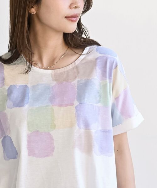 rps（アールピーエス）の「水彩ブロックプリントタックＴシャツ（Tシャツ/カットソー・レディース・その他/オフホワイト・フリー）」の13枚目の写真