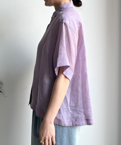 DouDou（ドゥドゥ）の「リネンハーフスリーブシャツ（シャツ/ブラウス