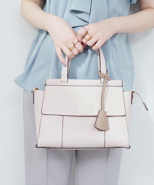 natural couture（ナチュラルクチュール）の「ダブルフラップ２ＷＡＹハンドバッグ（ショルダーバッグ・レディース・ブラック/アイボリー/モカ/イエロー・FREE）」の2枚目の写真