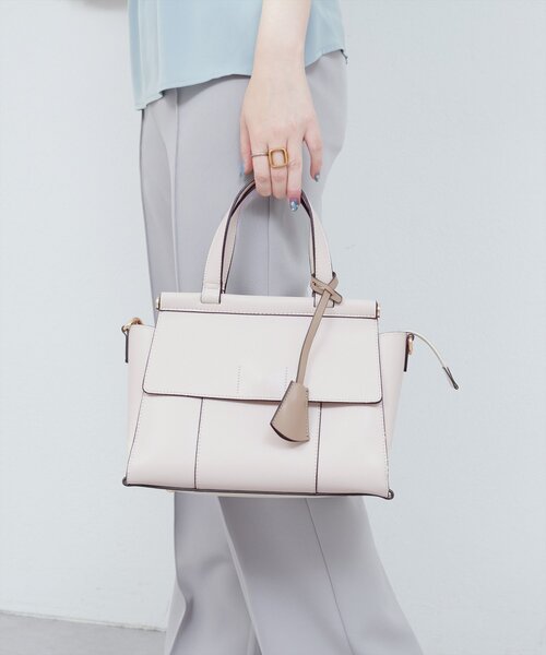 natural couture（ナチュラルクチュール）の「ダブルフラップ２ＷＡＹハンドバッグ（ショルダーバッグ・レディース・ブラック/アイボリー/モカ/イエロー・FREE）」の12枚目の写真