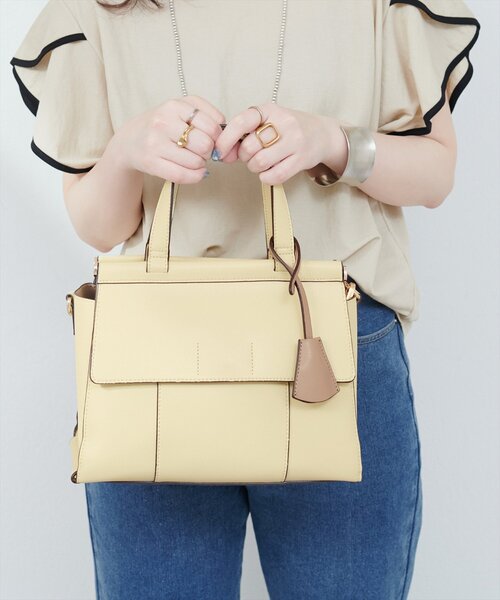 natural couture（ナチュラルクチュール）の「ダブルフラップ２ＷＡＹハンドバッグ（ショルダーバッグ・レディース・ブラック/アイボリー/モカ/イエロー・FREE）」の14枚目の写真