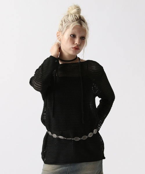 FOREVER 21（フォーエバー トゥエンティーワン）の「【2025SS】メッシュルーズニットプルオーバー（ニット/セーター・レディース・ブラック/ナチュラル/ブラウン・FREE）」の6枚目の写真