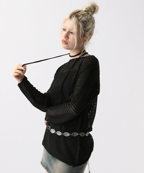 FOREVER 21（フォーエバー トゥエンティーワン）の「【2025SS】メッシュルーズニットプルオーバー（ニット/セーター・レディース・ブラック/ナチュラル/ブラウン・FREE）」の5枚目の写真