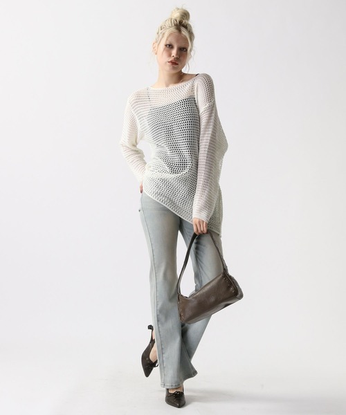 FOREVER 21（フォーエバー トゥエンティーワン）の「【2025SS】メッシュルーズニットプルオーバー（ニット/セーター・レディース・ブラック/ナチュラル/ブラウン・FREE）」の13枚目の写真