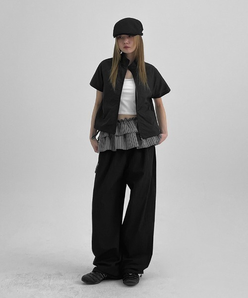 BLACKUP（ブラックアップ）の「[MADE] シュビアサマー半袖ウィンドブレーカー（ナイロンジャケット・レディース・ブラック/ライトグレー/ホワイト・FREE）」の4枚目の写真