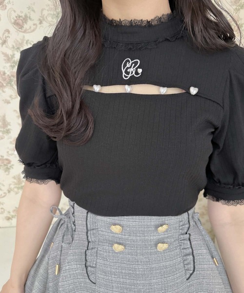 ROJITA ♡ デコルテ開きパールデザインTOPS デコルテ開きパールデザインTOPS（Tシャツ/カットソー）｜ROJITA