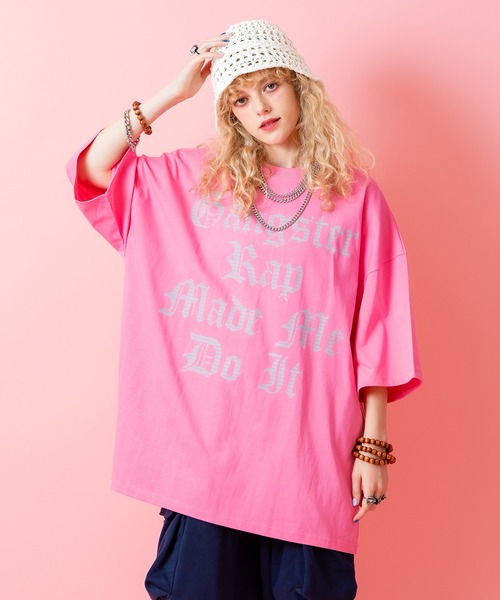 a.p.o.v.（エーピーオービー）の「a.p.o.v. ギャングスタロゴデザインプリントオーバーサイズTシャツ（Tシャツ/カットソー・メンズ・ピンク/ブラック/ホワイト・ONESIZE）」の3枚目の写真