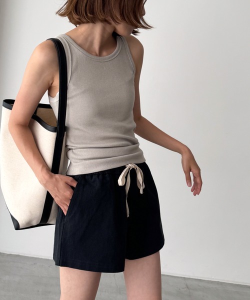 CANAL JEAN(キャナルジーン)の「El mar ピグメントタンクトップ(タンクトップ・レディース・ベージュ/チャコールグレー・ONE SIZE)」の6枚目の写真