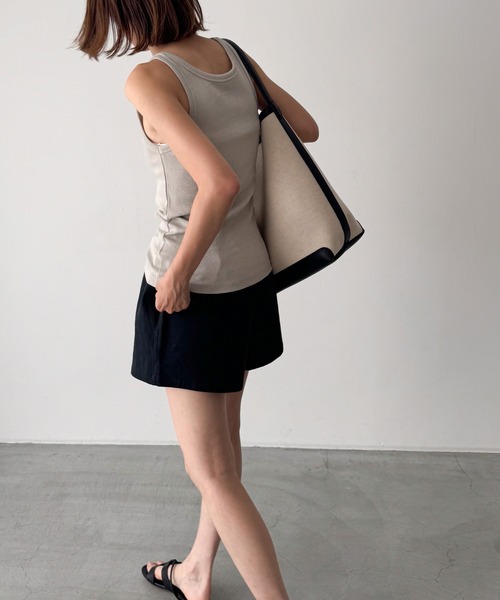 CANAL JEAN(キャナルジーン)の「El mar ピグメントタンクトップ(タンクトップ・レディース・ベージュ/チャコールグレー・ONE SIZE)」の7枚目の写真