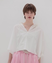 DRESSLAVE | shirring half sleeve short shirt(シャーリングハーフスリーブショート丈シャツ)(シャツ/ブラウス)