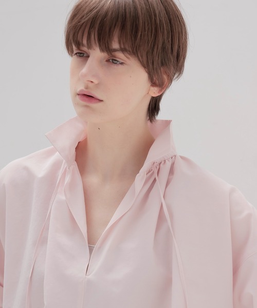 ブラウス シャツ shirring half sleeve short shirt(シャーリングハーフスリーブショート丈シャツ) レディース shirring half sleeve short shirt(シャーリングハーフスリーブ