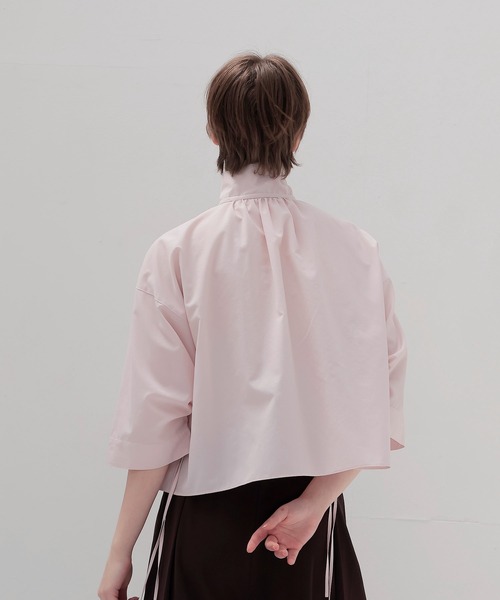 ブラウス シャツ shirring half sleeve short shirt(シャーリングハーフスリーブショート丈シャツ) レディース shirring half sleeve short shirt(シャーリングハーフスリーブ