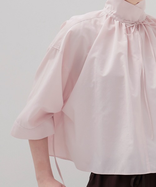 shirring half sleeve short shirt(シャーリングハーフスリーブ