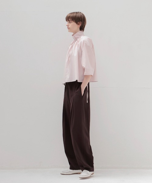 DRESSLAVE（ドレスレイブ）の「shirring half sleeve short shirt(シャーリングハーフスリーブショート丈シャツ)（シャツ/ブラウス・レディース・ホワイト/ピンク・38）」の14枚目の写真
