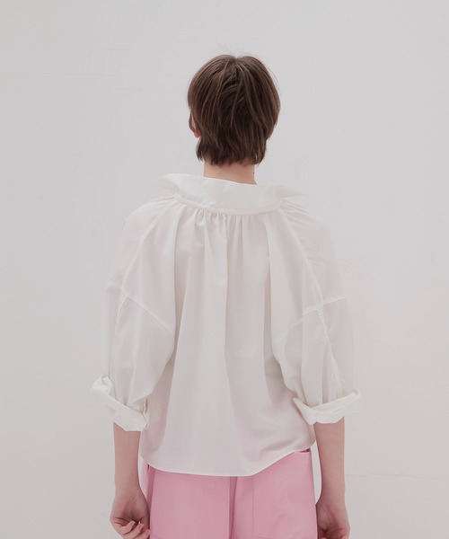 DRESSLAVE（ドレスレイブ）の「shirring half sleeve short shirt(シャーリングハーフスリーブショート丈シャツ)（シャツ/ブラウス・レディース・ホワイト/ピンク・38）」の18枚目の写真