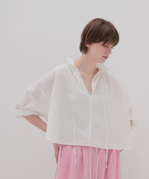 ブラウス シャツ shirring half sleeve short shirt(シャーリングハーフスリーブショート丈シャツ) レディース shirring half sleeve short shirt(シャーリングハーフスリーブ
